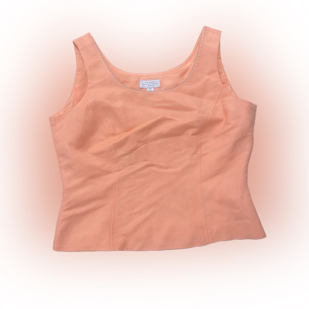 Tahari women’s coral blouse tank top fully lined size 8 petite Arthur S. Levine